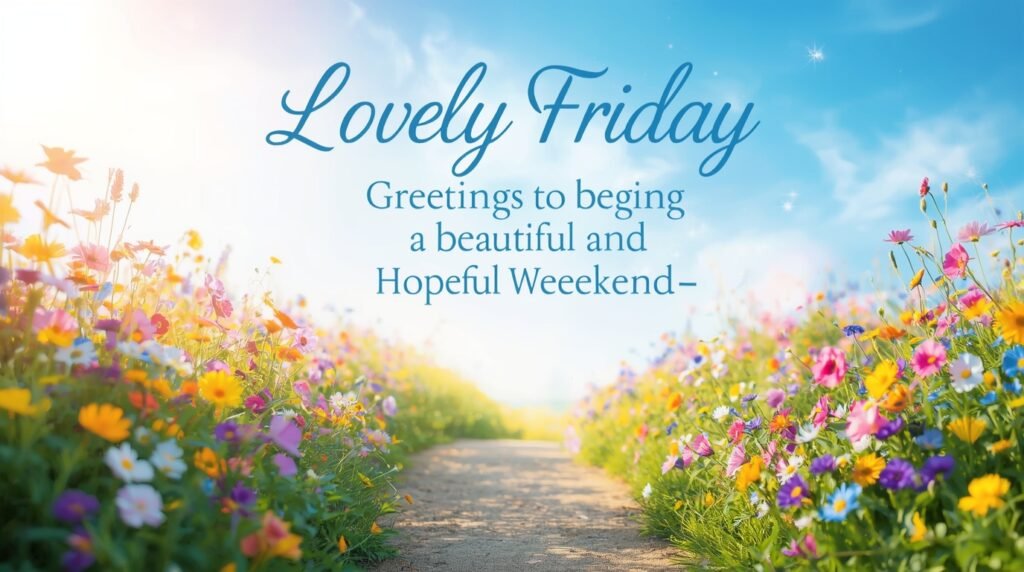 Friday blessings with inspirational message and serene morning scenery