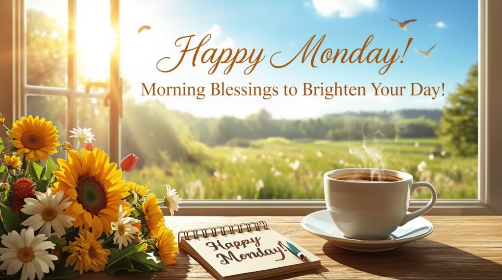 Peaceful Monday morning image with blessings and positivity