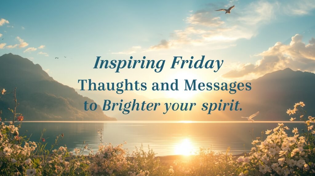 Heartfelt Friday blessings with uplifting message and calm morning scenery