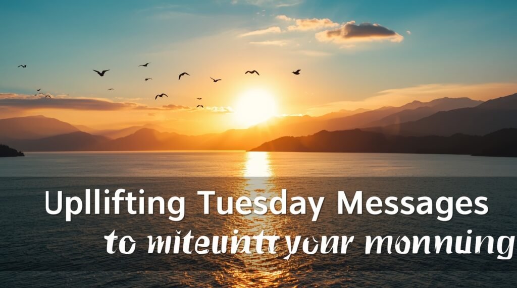 Tuesday blessings message with inspirational quote and peaceful morning background
