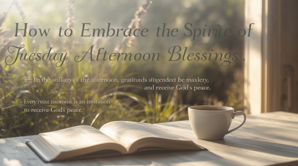 Tuesday afternoon blessings offering comfort, calm thoughts, and spiritual renewal as the day continues with faith and gratitude.