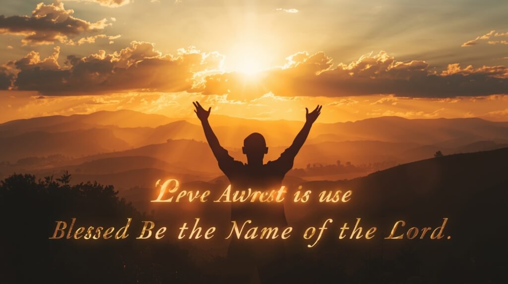 Power of praise message with uplifting spiritual words and glowing light background