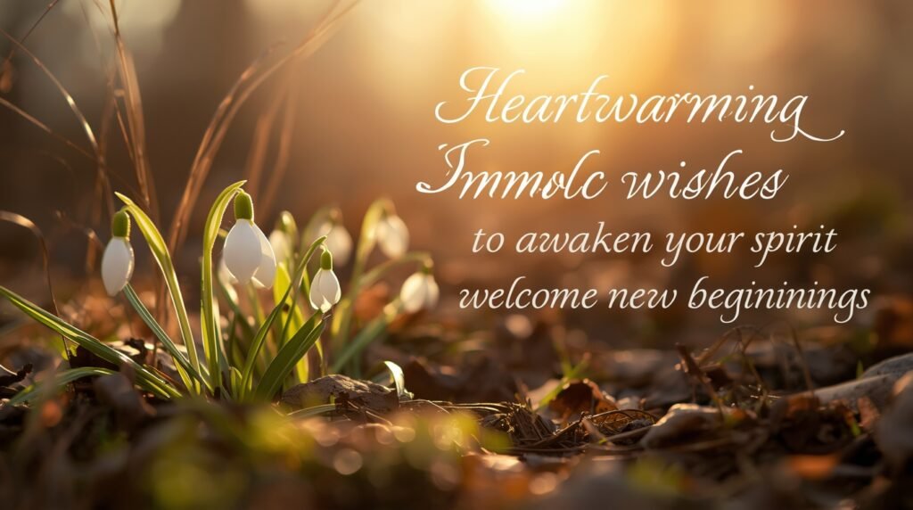 Peaceful Imbolc blessings representing new beginnings, inner warmth, and the return of light in the turning of the seasons.