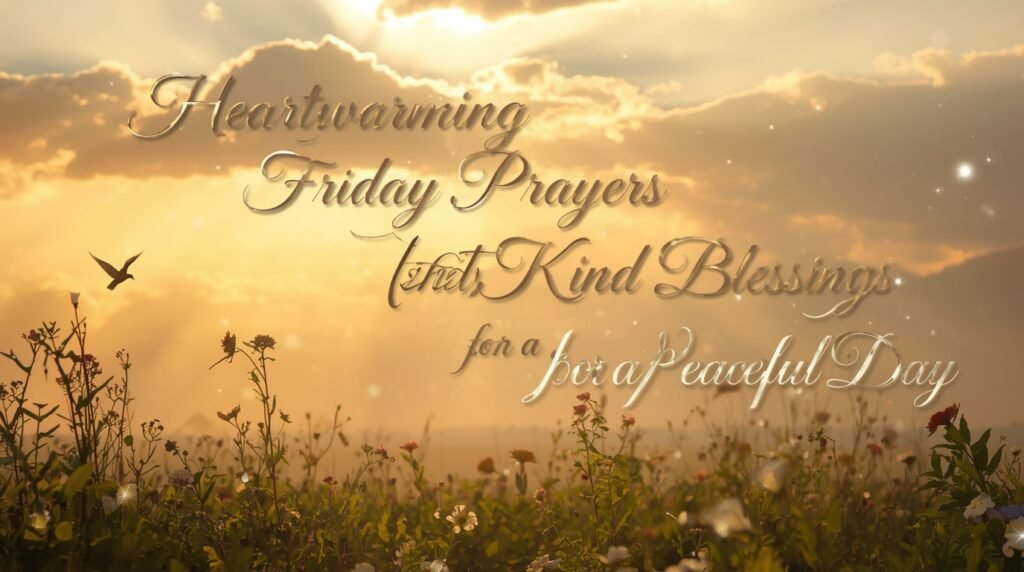 Heartfelt Friday blessings with inspiring message and serene sunrise background