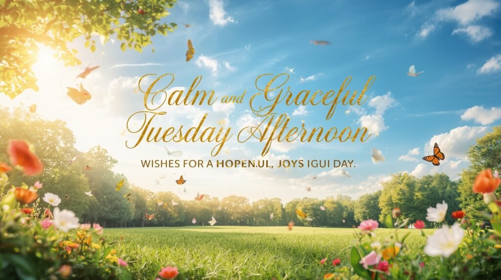 A peaceful Tuesday afternoon scene representing blessings, quiet prayer, gratitude, and renewed spiritual strength during the middle of the week.