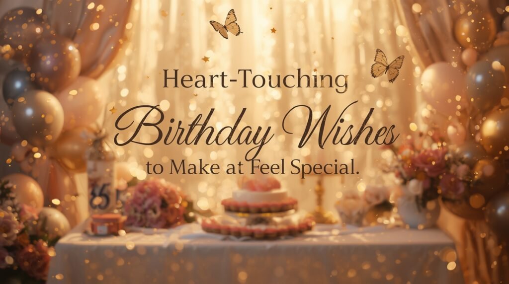 Heart-touching birthday wishes image with warm colors, soft lights, and emotional message of love and gratitude.