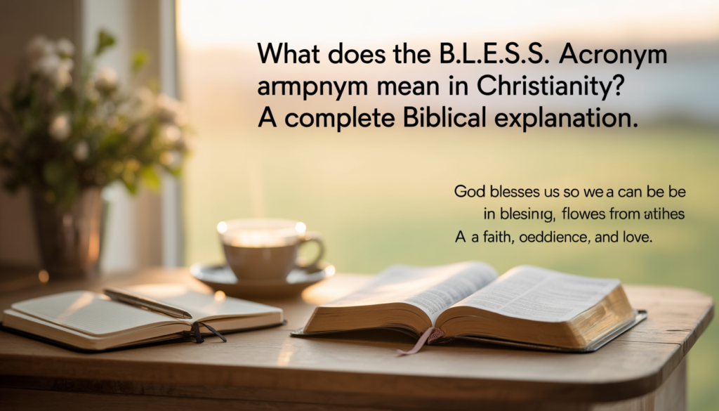 Christian faith illustration of B.L.E.S.S. principles encouraging believers to bless others intentionally.
