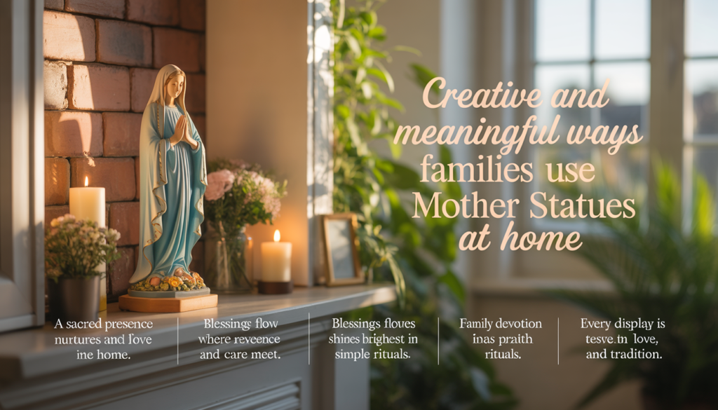 Serene image of Blessed Mother outdoor statue for churches, gardens, and spiritual spaces.
