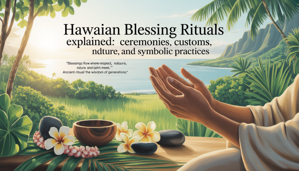 Spiritual Hawaiian blessings image encouraging reflection, aloha spirit, and positive energy.