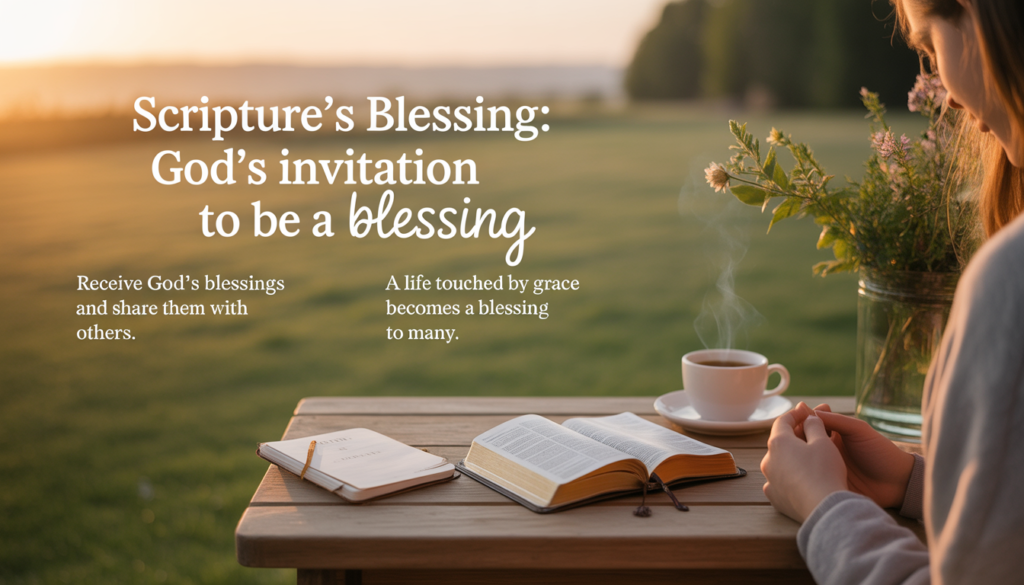 Illustration explaining the B.L.E.S.S. acronym in Christianity: Begin, Listen, Encourage, Serve, Share.