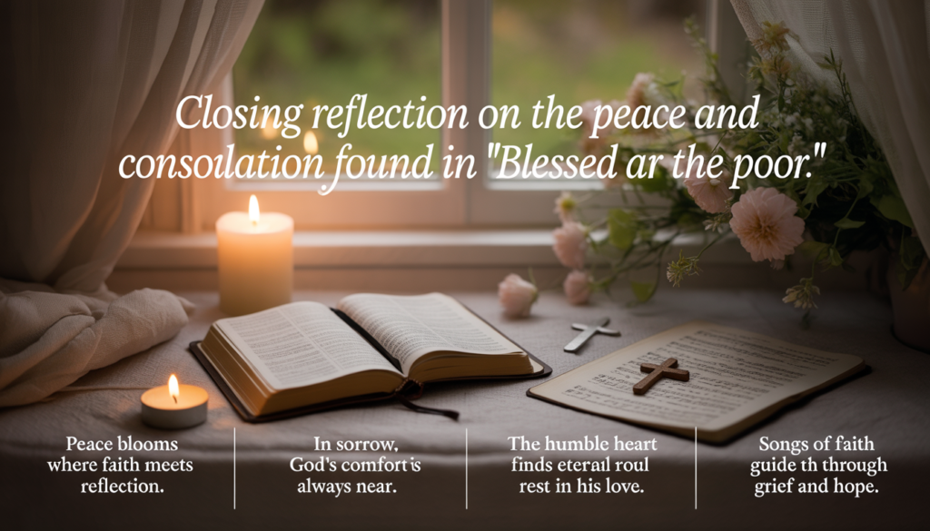 Religious image highlighting God’s favor and blessings toward the poor in heart.