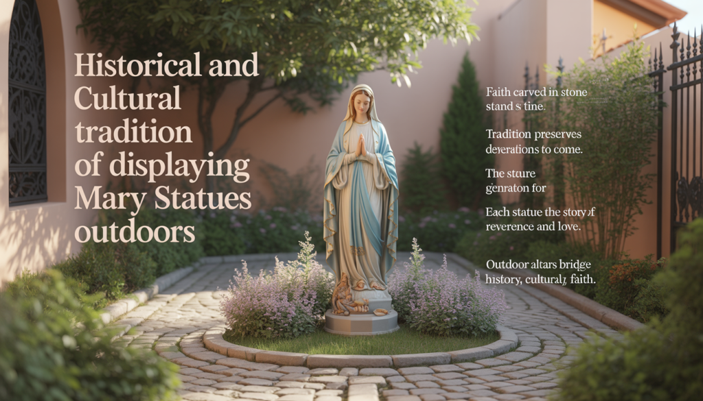 Blessed Mother garden statue encouraging meditation, devotion, and spiritual connection.