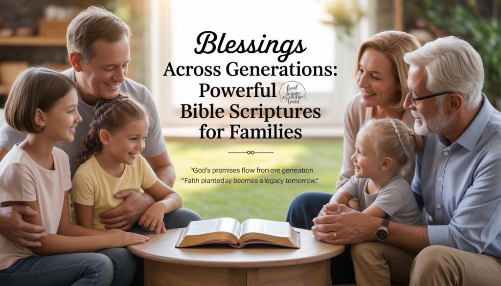 Bible open to scripture highlighting generational blessings and family faith legacy.
