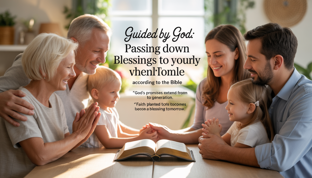 Biblical illustration of generational blessings conveying faith, legacy, and spiritual inheritance.