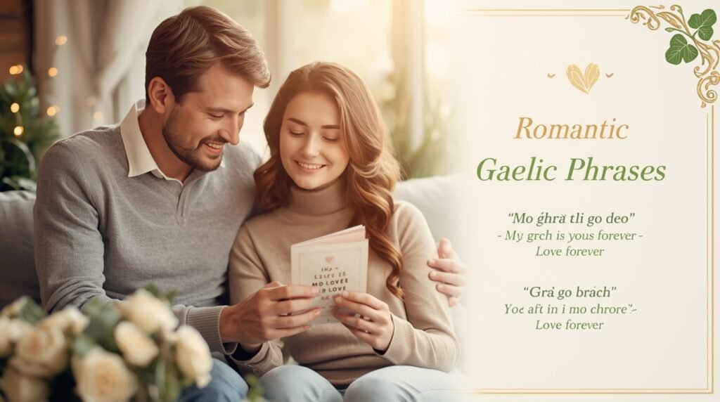 Elegant Irish blessing for anniversary featuring soft light, love symbols, and timeless wisdom.