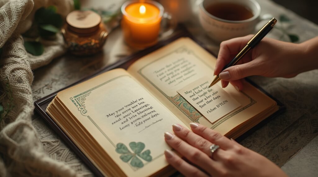 Spiritual Irish anniversary blessing image with classic Celtic design and loving words.