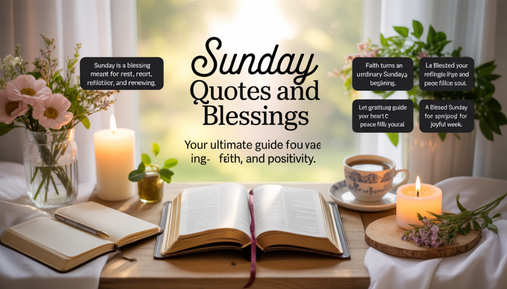 Beautiful Sunday blessings and quotes visual emphasizing reflection, gratitude, and divine guidance.