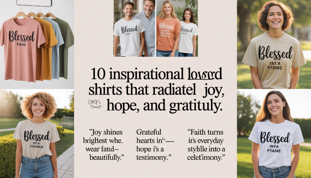 Christian Blessed shirts expressing gratitude, faith, and positive lifestyle fashion.