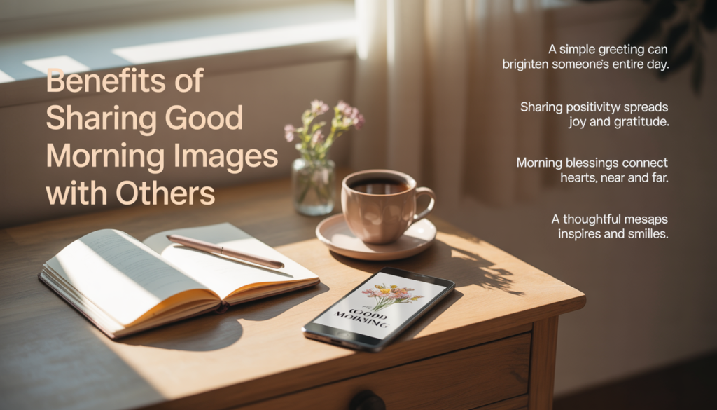 Uplifting Good Morning picture featuring bright sunlight, flowers, and inspirational message.