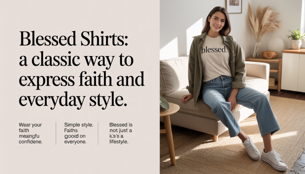 Blessed shirts featuring faith-inspired typography and modern Christian fashion style.