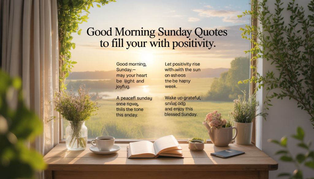 Faith-based Sunday quotes image designed to inspire positivity, trust in God, and spiritual renewal.