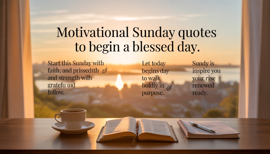 Heartfelt Sunday blessings illustration with scripture, soft lighting, and devotional theme.