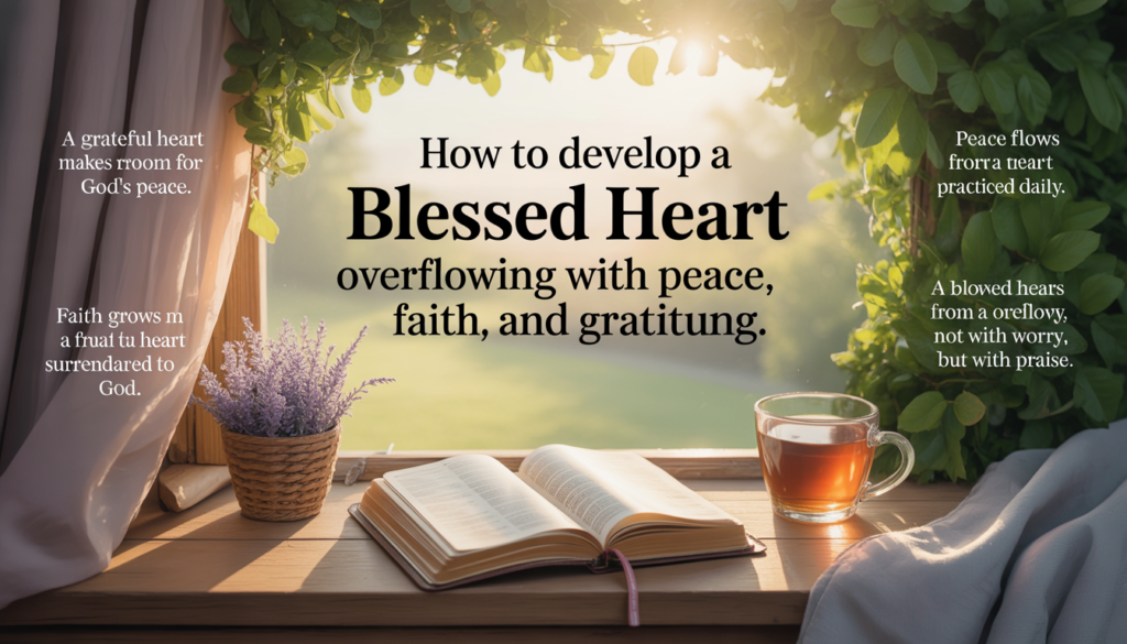 Spiritual Blessed Heart visual promoting gratitude, love, and divine blessings.